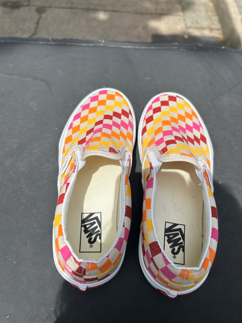 Vans Kids Slip-On Checkerboard Sneakers - Pink, Orange, Yellow - Picture 5 of 7